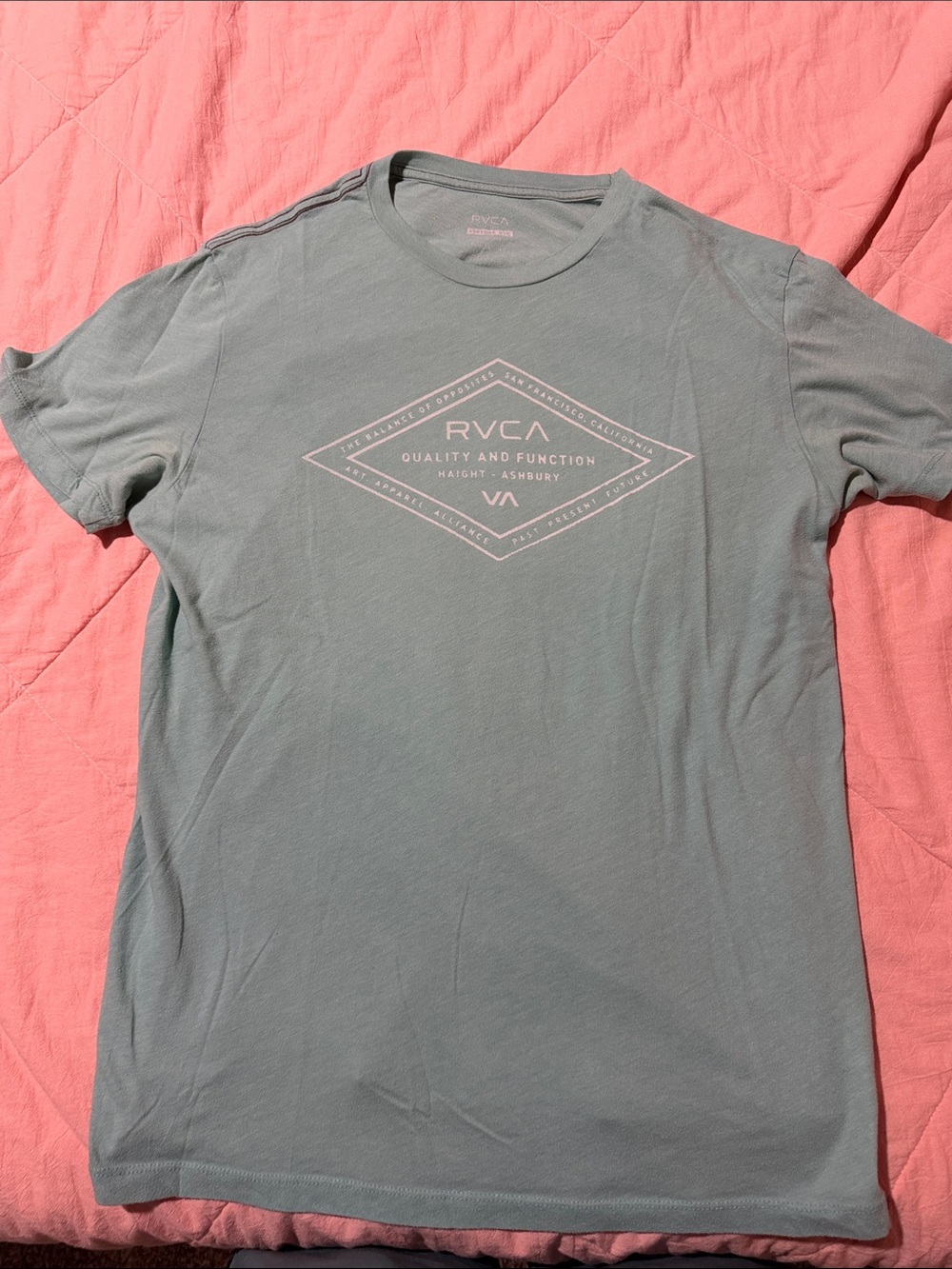 RVCA Light Teal Short Sleeve Logo Crew Tee